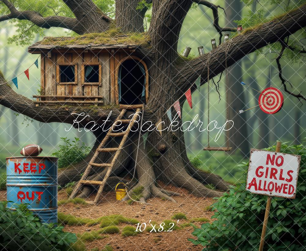 Kate Treehouse Forest Keep Out Sign Backdrop Designed by Laura Bybee - Image 6