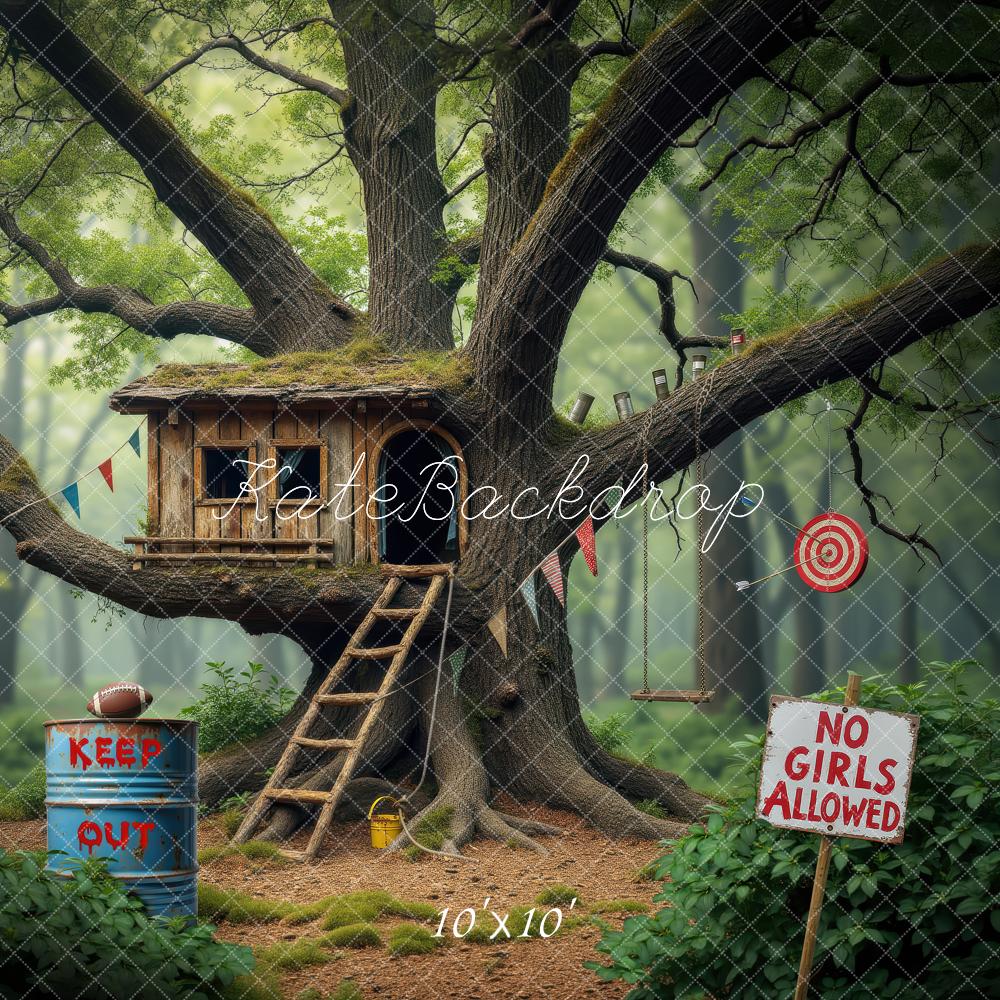 Kate Treehouse Forest Keep Out Sign Backdrop Designed by Laura Bybee - Image 7