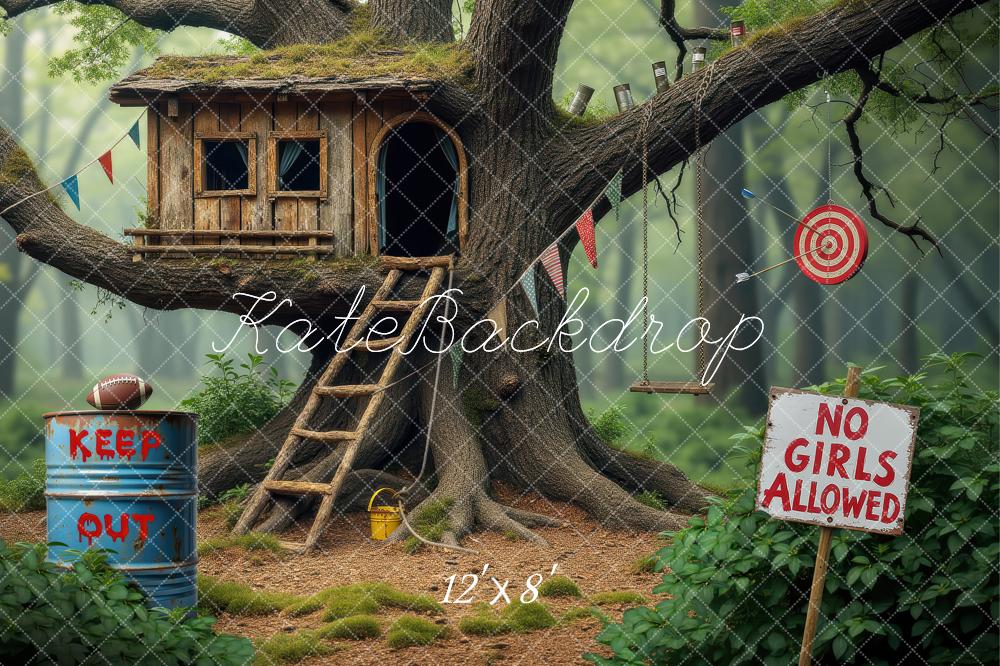 Kate Treehouse Forest Keep Out Sign Backdrop Designed by Laura Bybee - Image 8