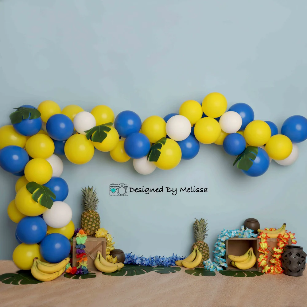 Kate Tropical Birthday Balloons Children Backdrop Designed by Melissa King - Image 2