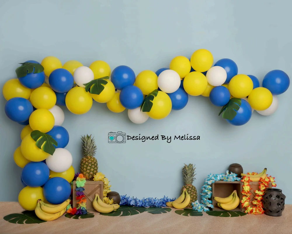 Kate Tropical Birthday Balloons Children Backdrop Designed by Melissa King - Image 3