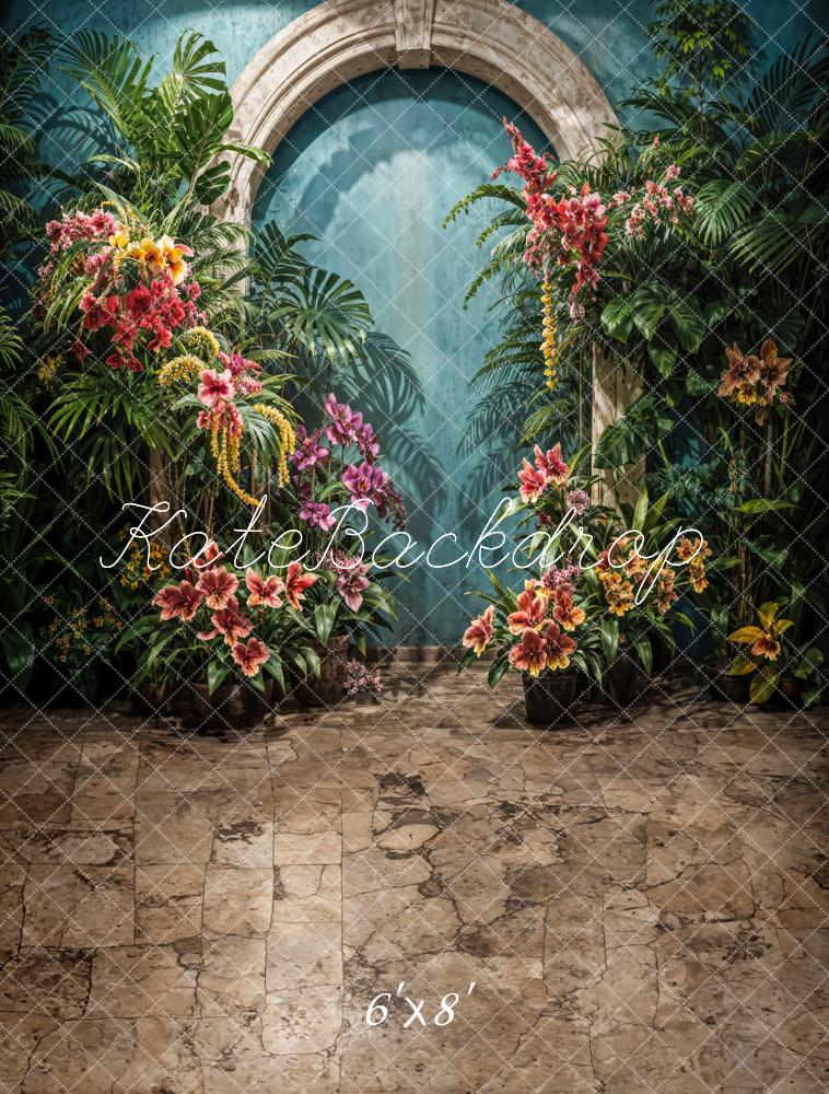 Kate Tropical Flower Arch Green Wall Backdrop Designed by Emetselch - Image 2