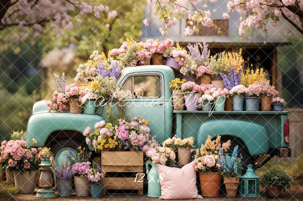 Kate Spring Truck Flower Pots Pastel Backdrop Designed by Emetselch - Image 8
