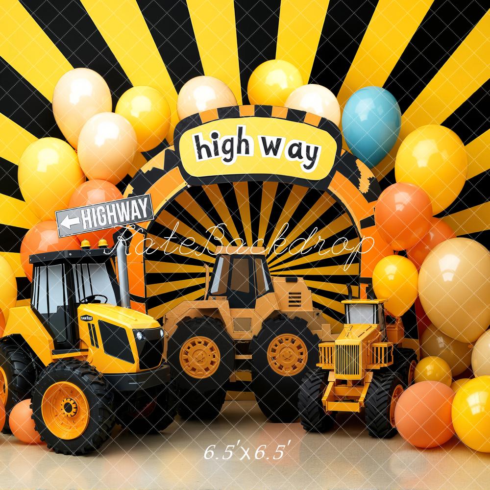 Kate Truck Highway Balloons Sunburst Backdrop Designed by Emstselch - Image 2