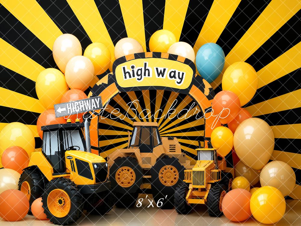 Kate Truck Highway Balloons Sunburst Backdrop Designed by Emstselch - Image 3