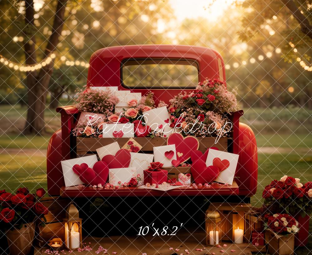 Kate Truck Roses Heart Lanterns Fleece Backdrop Designed by Emstselch - Image 3