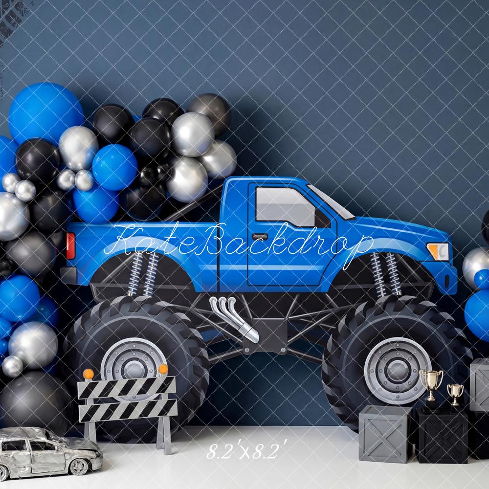 Kate Truck Tyre Tracks Balloons Blue Backdrop Designed by Patty Robert - Image 5