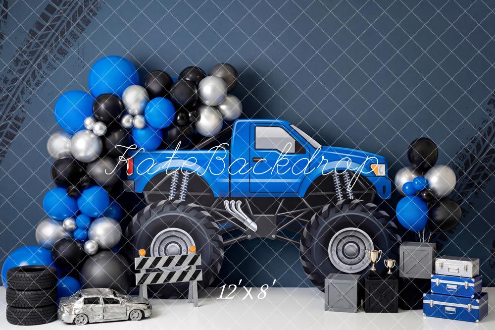 Kate Truck Tyre Tracks Balloons Blue Backdrop Designed by Patty Robert - Image 8
