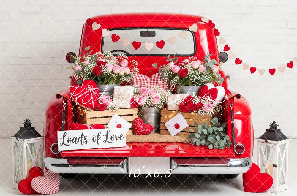 Kate Truck Valentine Rose Hearts Fleece Backdrop Designed by Patty Robert - Image 2