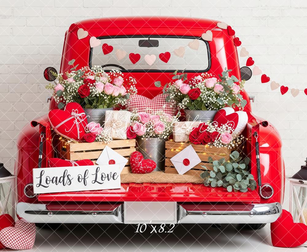 Kate Truck Valentine Rose Hearts Fleece Backdrop Designed by Patty Robert - Image 3