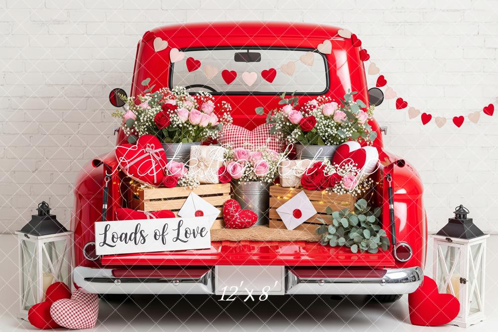 Kate Truck Valentine Rose Hearts Fleece Backdrop Designed by Patty Robert - Image 4