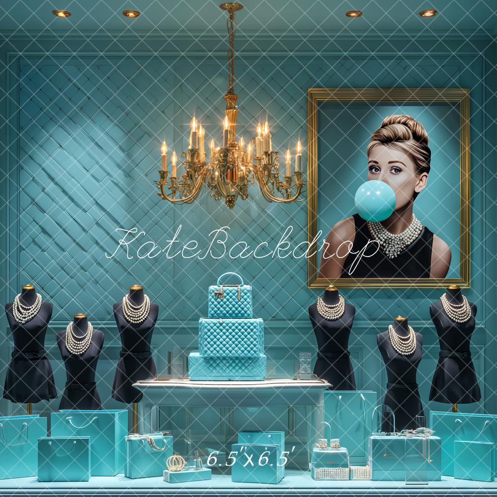 Kate Turquoise Luxury Cake Jewellery Backdrop Designed by Ashley Paul - Image 2