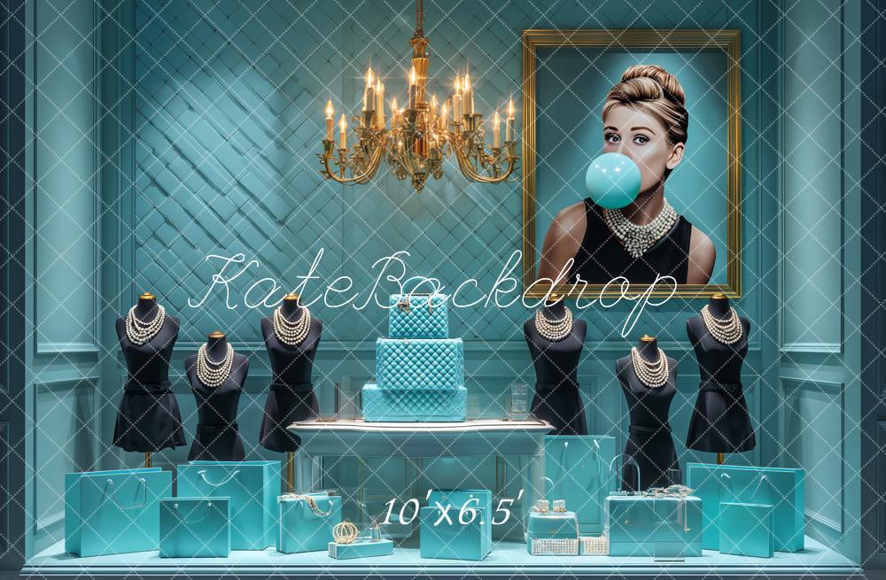 Kate Turquoise Luxury Cake Jewellery Backdrop Designed by Ashley Paul - Image 4