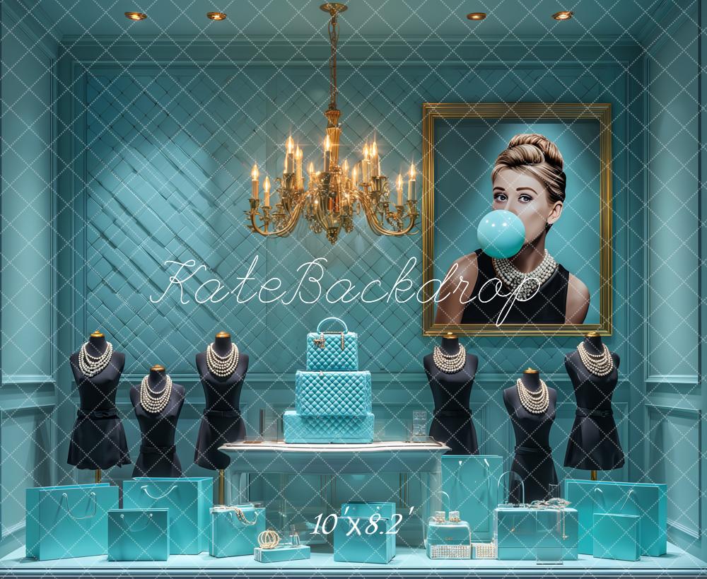 Kate Turquoise Luxury Cake Jewellery Backdrop Designed by Ashley Paul - Image 6