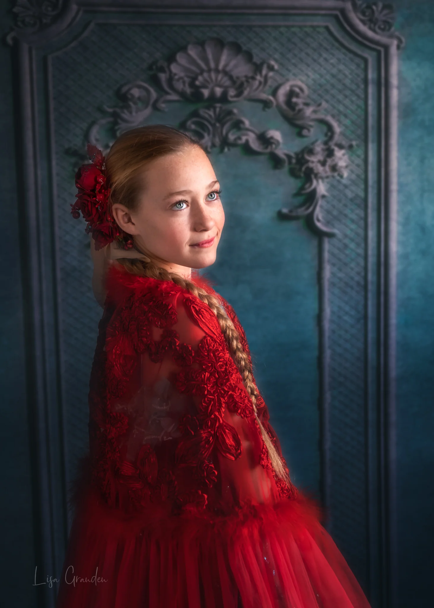 Kate Turquoise Ornate Wall Backdrop for Photography Designed by Lisa Granden - Image 6