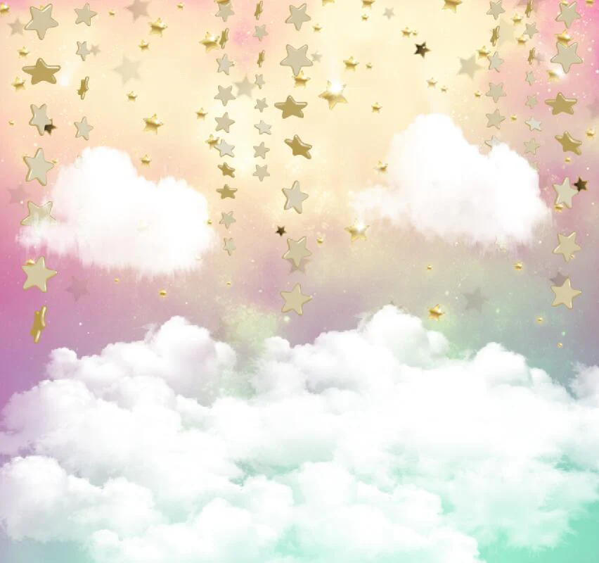 Kate Twinkle Golden Star Sky Cloud rainbow cake smash backdrop - Image 3