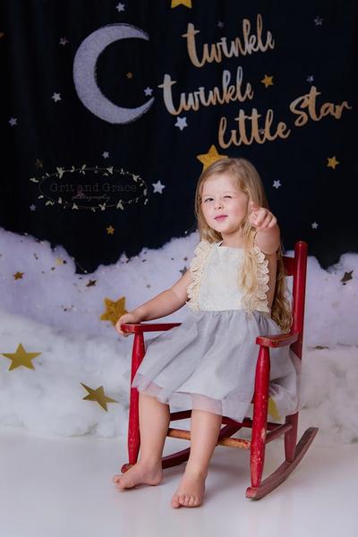 Kate Twinkle Stars night Children Baby Shower Backdrop for Photography Designed By Erin Larkins - Image 6