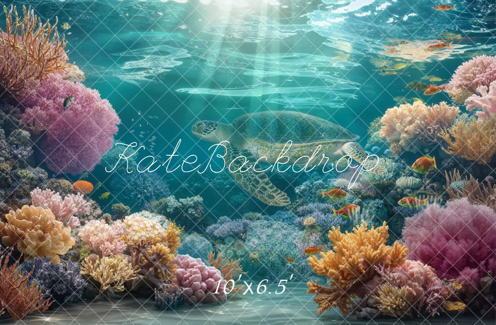Kate Summer Underwater Coral Reef Fish Ocean Fleece Backdrop Designed by Chain Photography - Image 2
