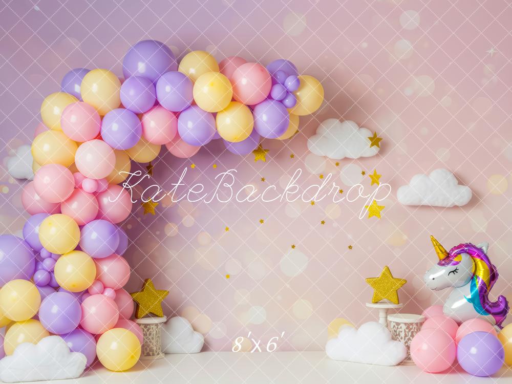 Kate Unicorn Balloon Arch Clouds Stars Backdrop Designed by Patty Robert - Image 3