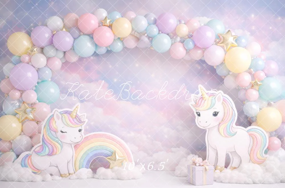 Kate Unicorn Balloon Arch Rainbow Pastel Backdrop Designed by Megan Leigh Photography - Image 4
