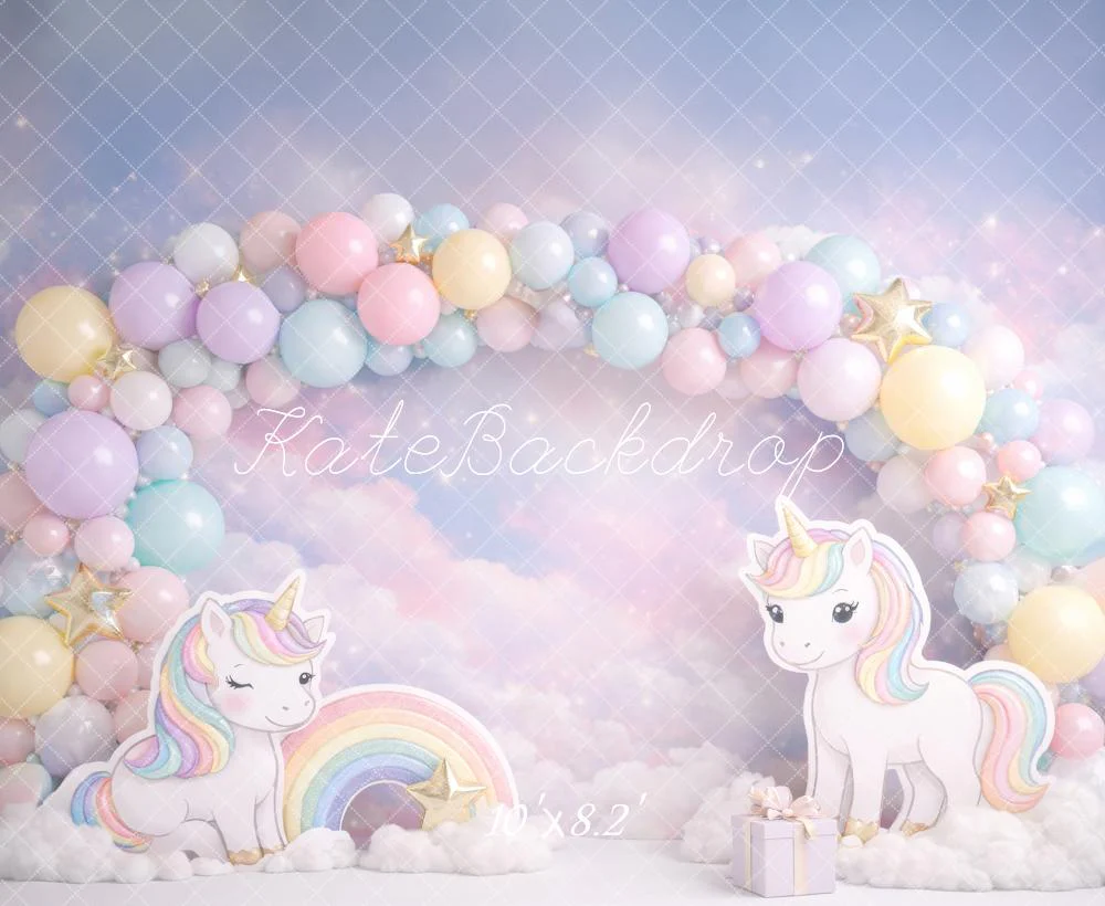 Kate Unicorn Balloon Arch Rainbow Pastel Backdrop Designed by Megan Leigh Photography - Image 6