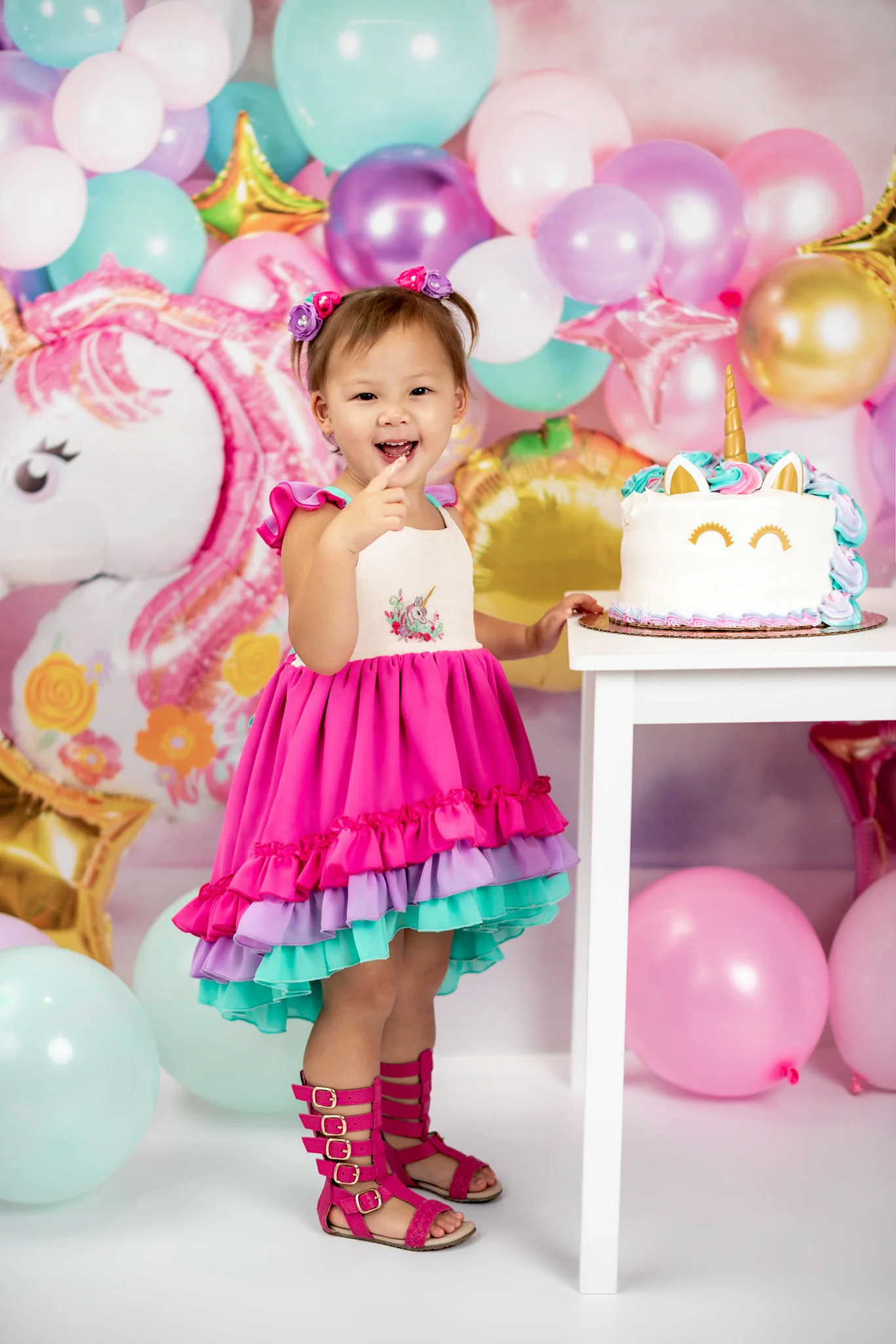 Kate Unicorn Balloon Cake Smash Backdrop Designed by Chrissie Green - Image 3