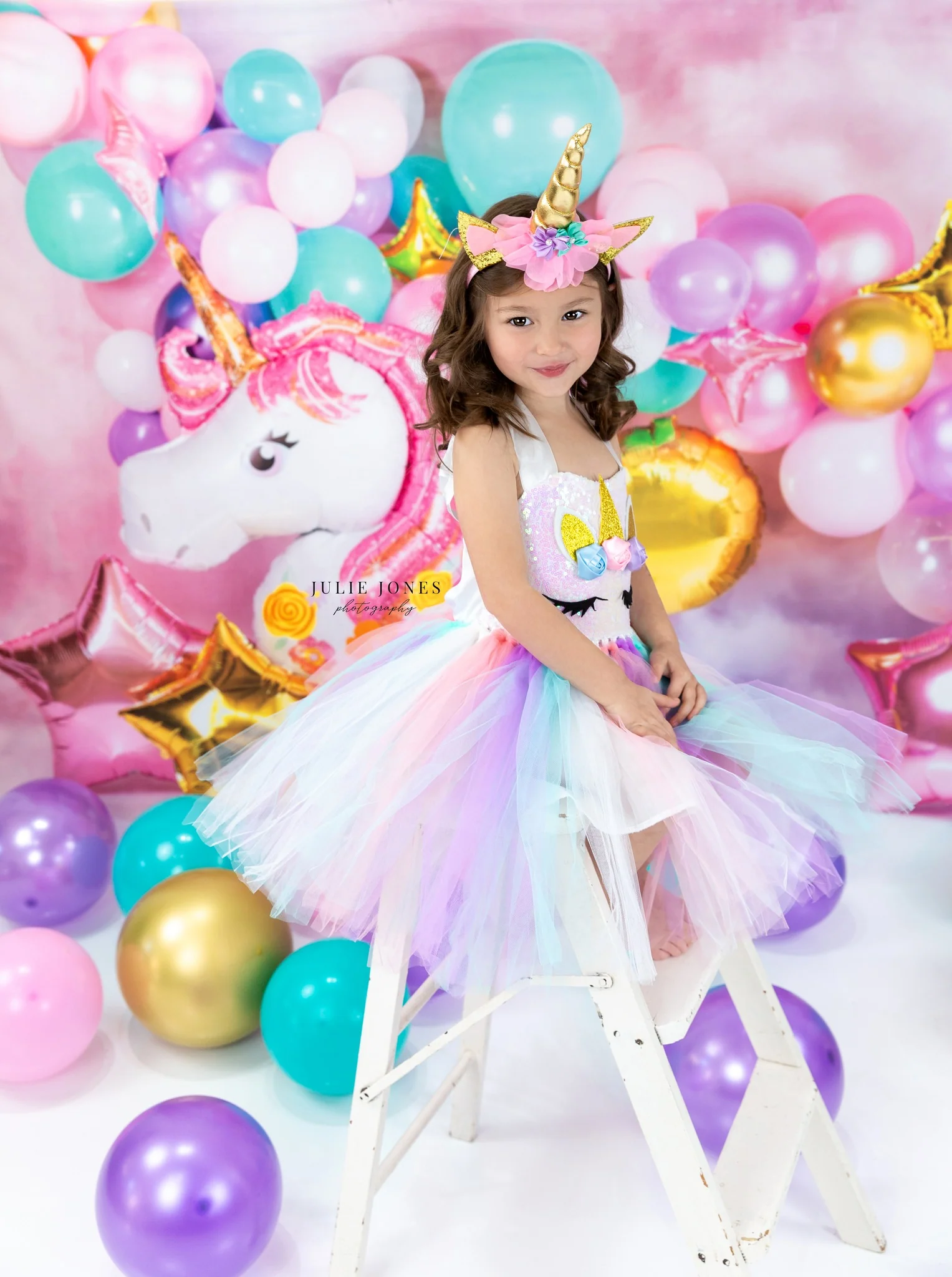 Kate Unicorn Balloon Cake Smash Backdrop Designed by Chrissie Green - Image 4