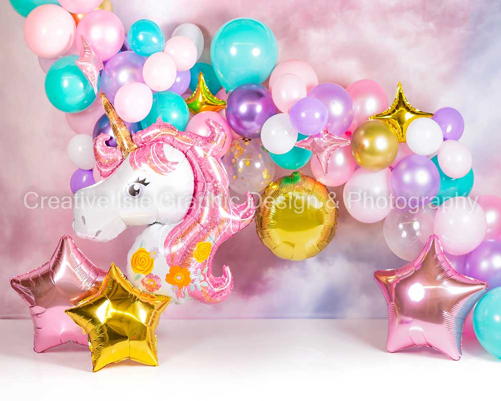Kate Unicorn Balloon Cake Smash Backdrop Designed by Chrissie Green - Image 6