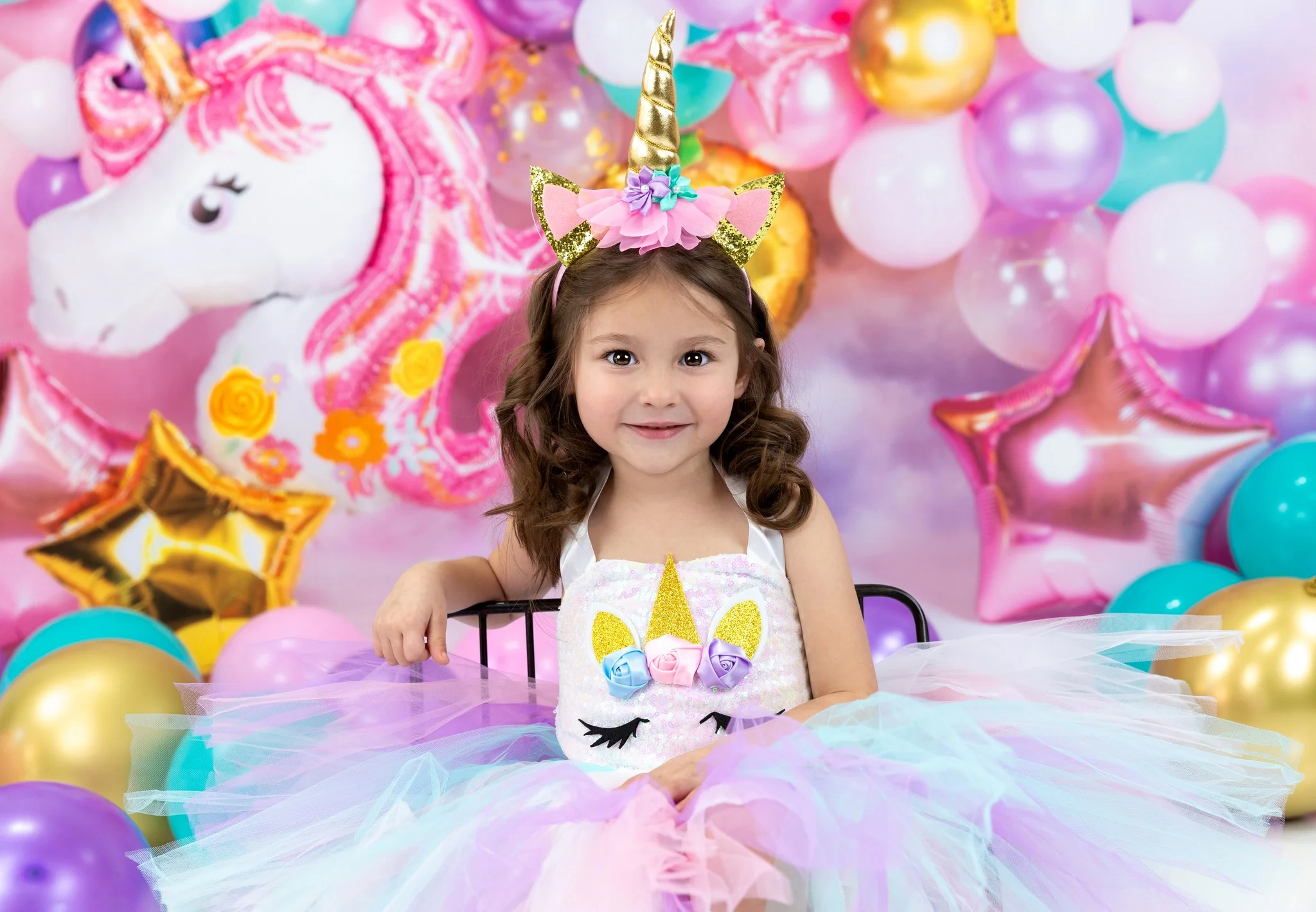 Kate Unicorn Balloon Cake Smash Backdrop Designed by Chrissie Green - Image 7