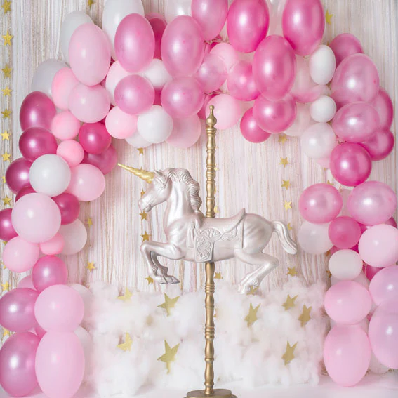 Kate Unicorn in Pink Balloons Backdrop for Children Designed By Rose Abbas - Image 2