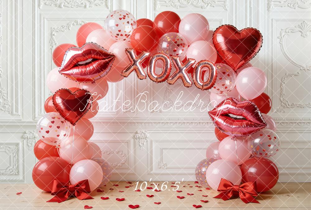 Kate Valentine Balloon Arch Lips Hearts Fleece Backdrop Designed by Emstselch - Image 2