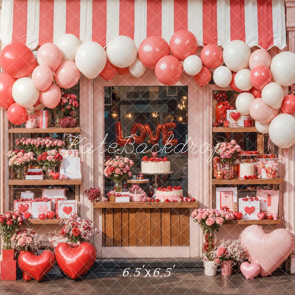 Kate Valentine Balloon Heart Cake Shop Backdrop Designed by Emetselch - Image 2