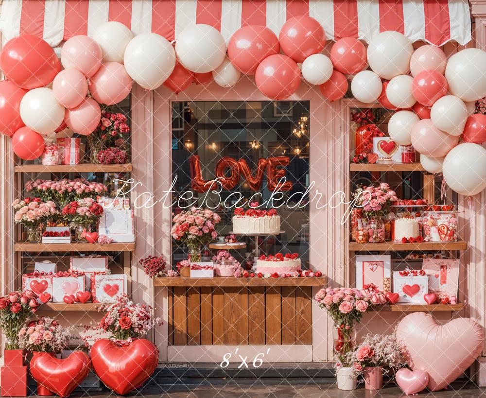 Kate Valentine Balloon Heart Cake Shop Backdrop Designed by Emetselch - Image 3