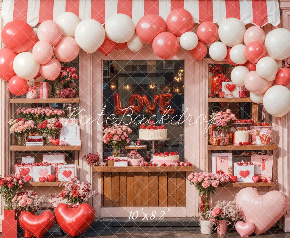 Kate Valentine Balloon Heart Cake Shop Backdrop Designed by Emetselch - Image 5
