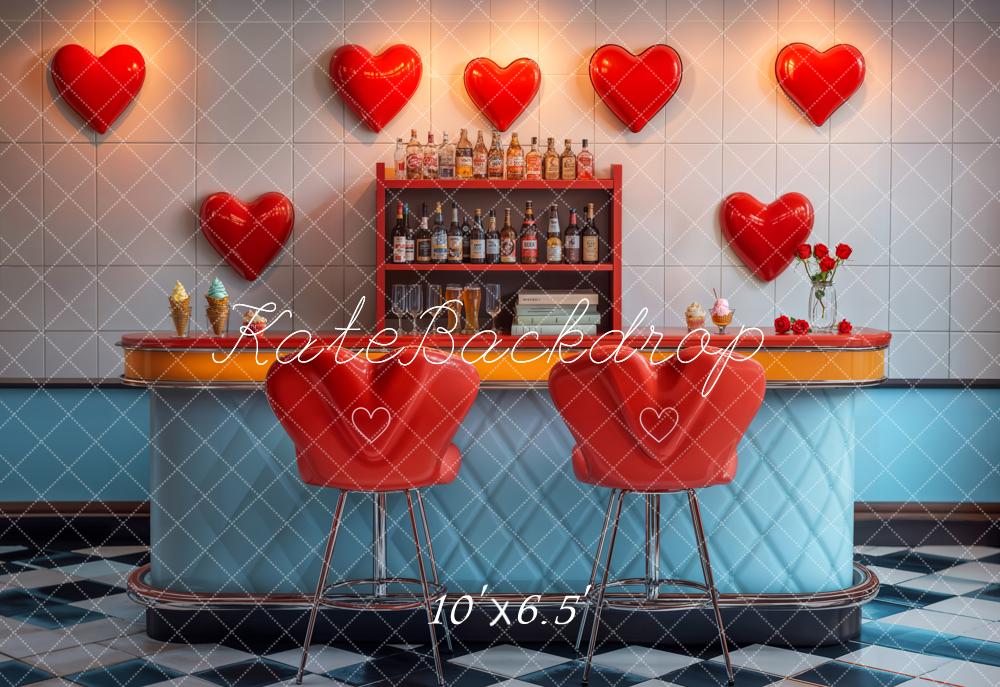 Kate Valentine Bar Retro Heart Fleece Backdrop Designed by Emetselch - Image 2