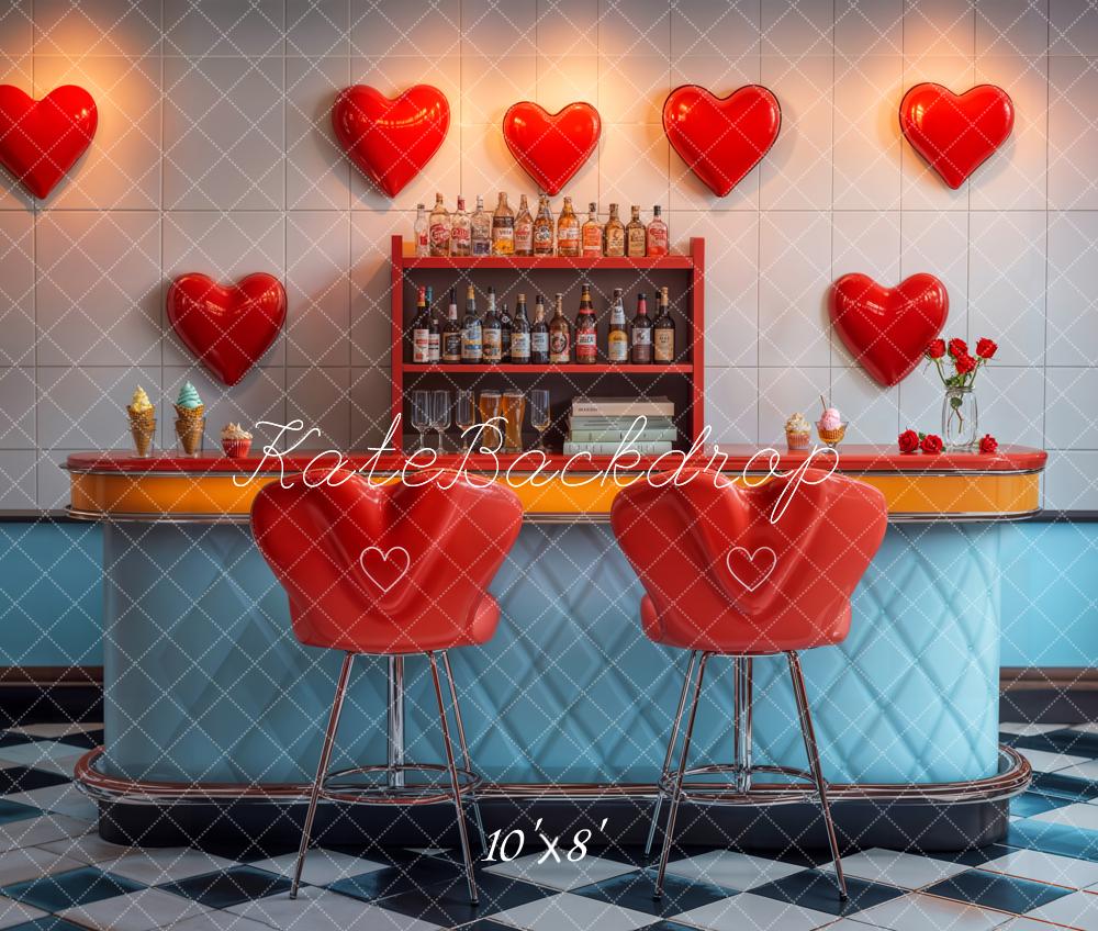 Kate Valentine Bar Retro Heart Fleece Backdrop Designed by Emetselch - Image 3