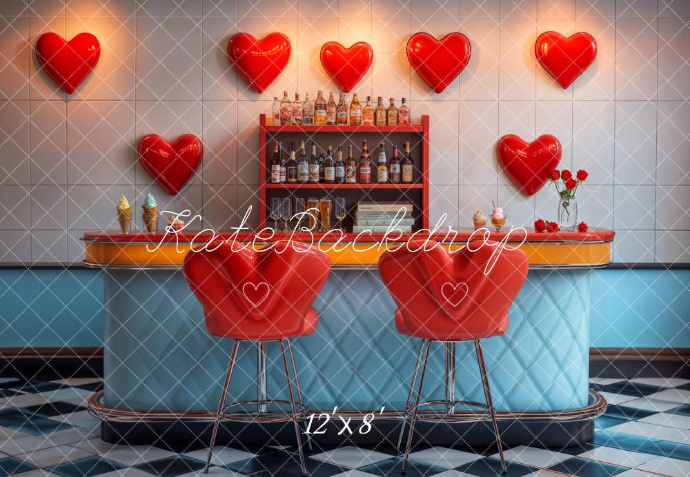 Kate Valentine Bar Retro Heart Fleece Backdrop Designed by Emetselch - Image 4