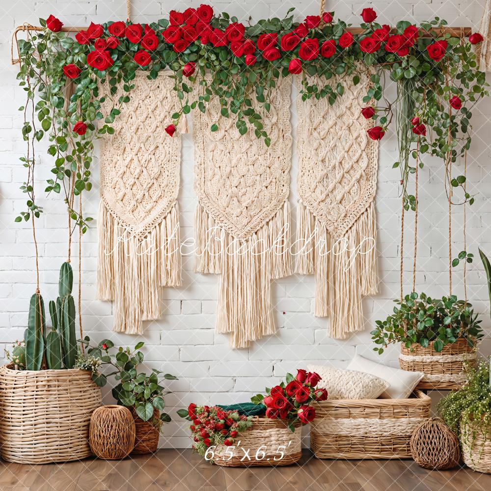 Kate Valentine Boho Floral Macrame Cactus Backdrop Designed by Emetselch - Image 2