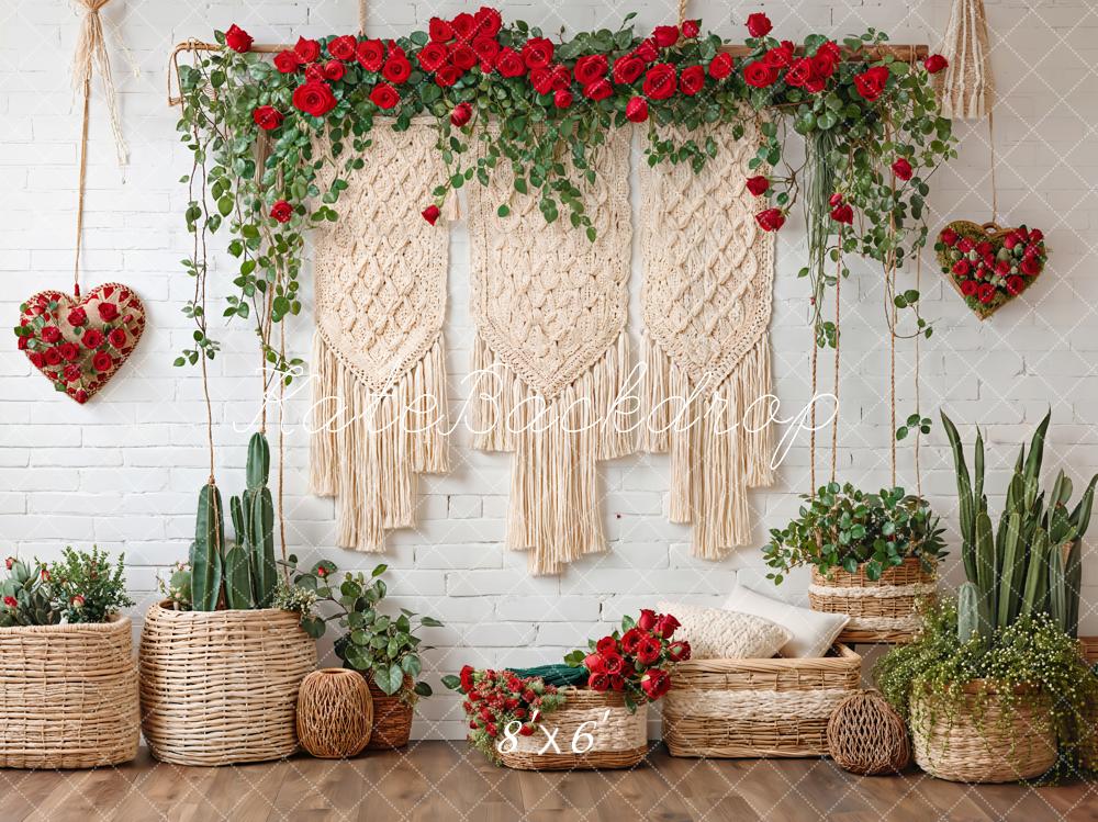 Kate Valentine Boho Floral Macrame Cactus Backdrop Designed by Emetselch - Image 3