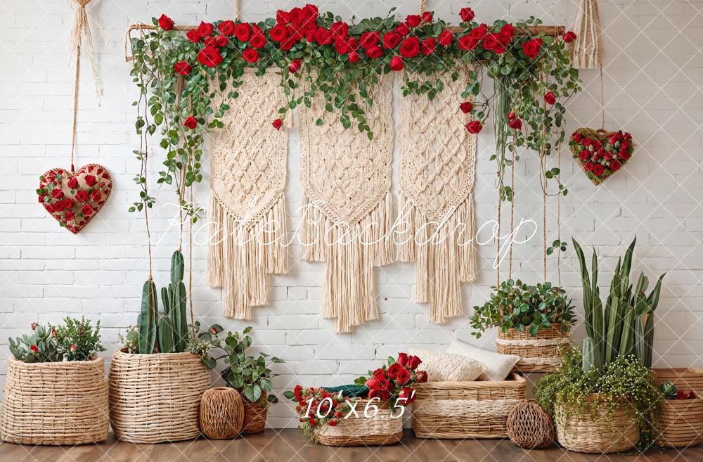 Kate Valentine Boho Floral Macrame Cactus Backdrop Designed by Emetselch - Image 4