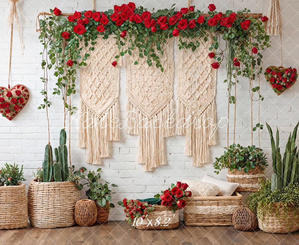 Kate Valentine Boho Floral Macrame Cactus Backdrop Designed by Emetselch - Image 5