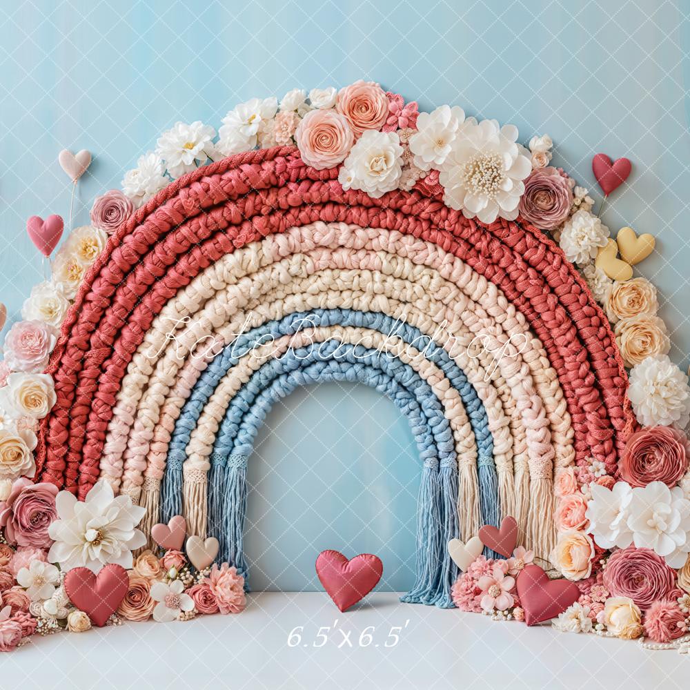 Kate Valentine Boho Floral Rainbow Heart Backdrop Designed by Emetselch - Image 2