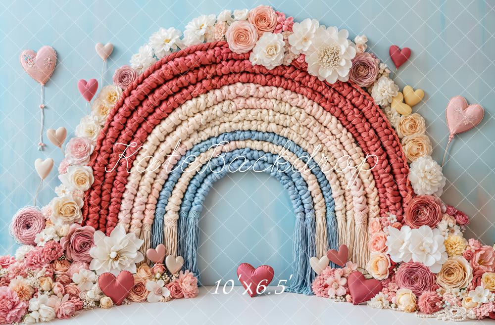Kate Valentine Boho Floral Rainbow Heart Backdrop Designed by Emetselch - Image 4