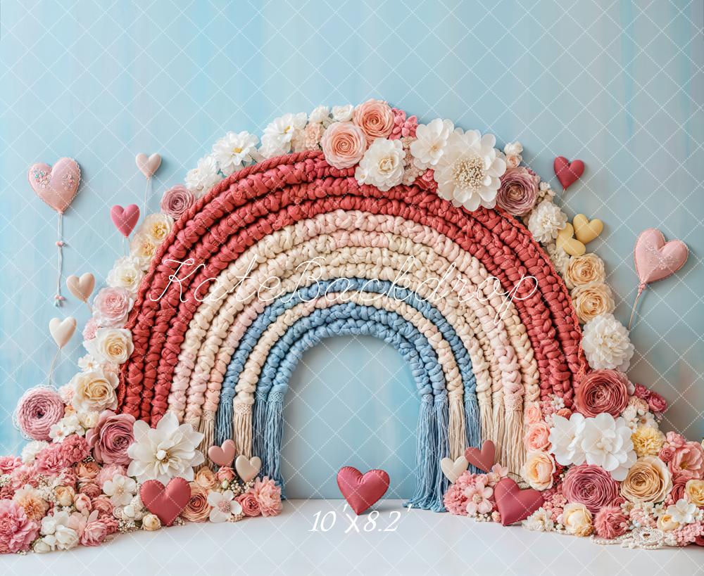 Kate Valentine Boho Floral Rainbow Heart Backdrop Designed by Emetselch - Image 5