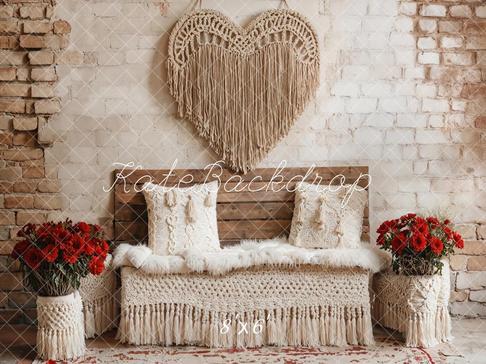 Kate Valentine Boho Heart Vintage Wall Fleece Backdrop Designed by Emetselch - Image 3