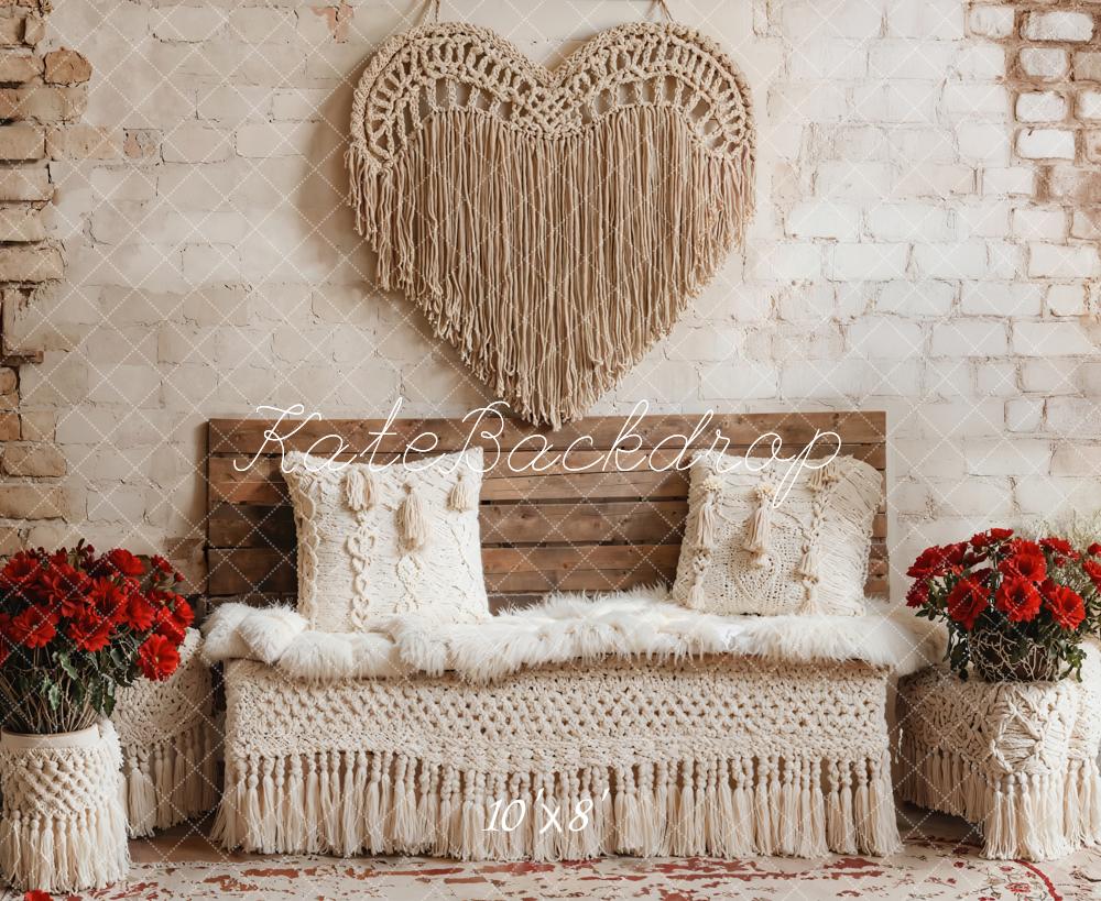 Kate Valentine Boho Heart Vintage Wall Fleece Backdrop Designed by Emetselch - Image 4