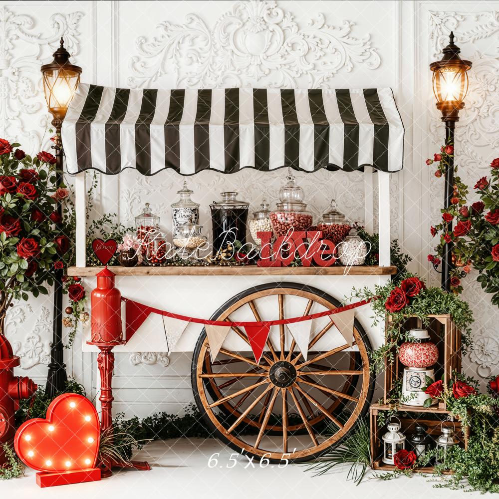 Kate Valentine Candy Cart Red Roses Hydrant Backdrop Designed by Emetselch - Image 3