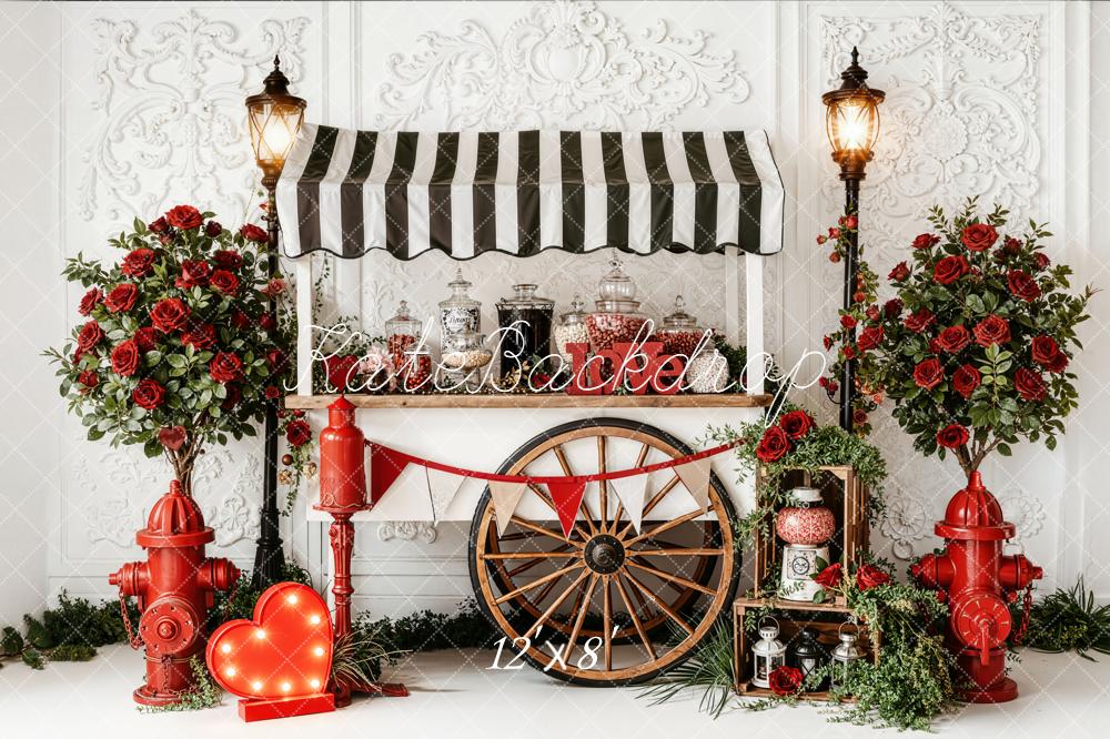 Kate Valentine Candy Cart Red Roses Hydrant Backdrop Designed by Emetselch - Image 9