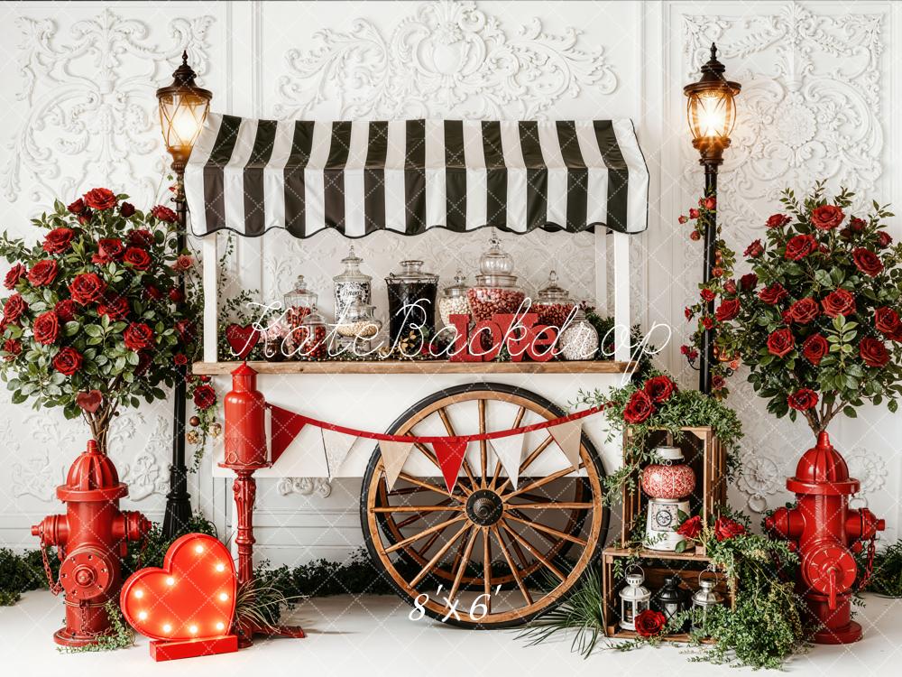 Kate Valentine Candy Cart Roses Fleece Backdrop Designed by Emetselch - Image 2