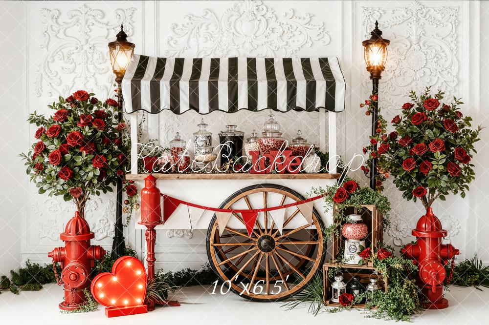 Kate Valentine Candy Cart Roses Fleece Backdrop Designed by Emetselch - Image 4